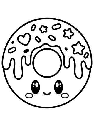 Donut Fofinho com Cobertura para colorir Desenho de Donut Fofinho com Cobertura para colorir e imprimir grátis