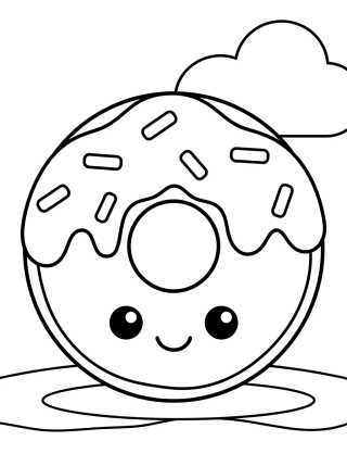 Donut Fofo com Granulado para colorir Desenho de Donut Fofo com Granulado para colorir e imprimir grátis