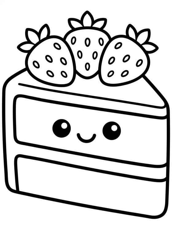 Fatia de Bolo de Morango para colorir Desenho de Fatia de Bolo de Morango para colorir e imprimir grátis
