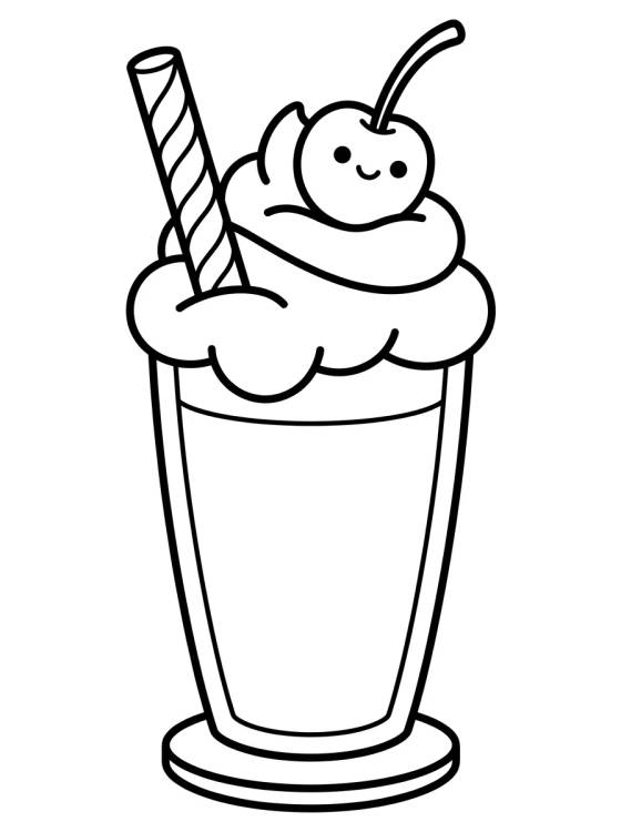 Milk-shake de Baunilha e Cereja para colorir Desenho de Milk-shake de Baunilha e Cereja para colorir e imprimir grátis