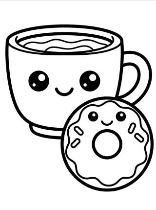 Coleção de desenhos para colorir: Cafeteria e Doces Fofos