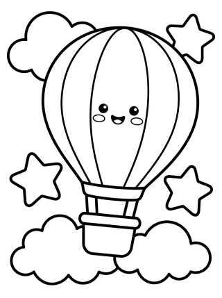 Balão de Ar Quente Fofinho para colorir Desenho de Balão de Ar Quente Fofinho para colorir e imprimir grátis