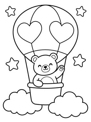 Ursinho Viajante no Balão para colorir Desenho de Ursinho Viajante no Balão para colorir e imprimir grátis