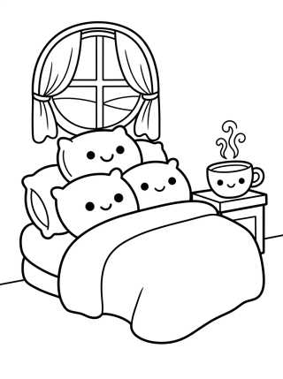 Quarto Aconchegante com Cama Fofinha para colorir Desenho de Quarto Aconchegante com Cama Fofinha para colorir e imprimir grátis