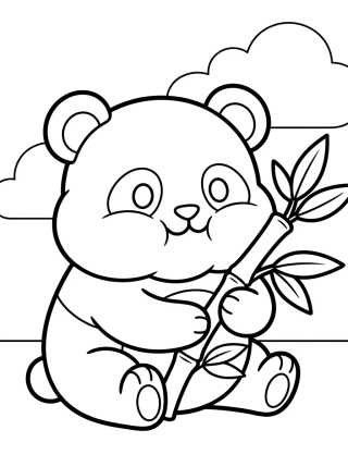 Panda Fofo Comendo Bambu para colorir Desenho de Panda Fofo Comendo Bambu para colorir e imprimir grátis
