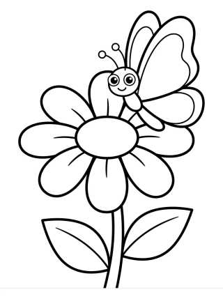 Borboleta Kawaii Pousada na Margarida para colorir Desenho de Borboleta Kawaii Pousada na Margarida para colorir e imprimir grátis