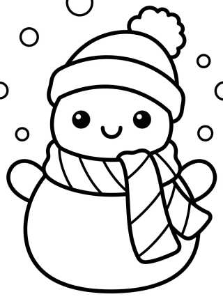 Boneco de Neve Fofinho com Cachecol para colorir Desenho de Boneco de Neve Fofinho com Cachecol para colorir e imprimir grátis