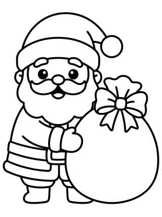 Papai Noel Kawaii com Saco de Presentes para colorir Desenho de Papai Noel Kawaii com Saco de Presentes para colorir e imprimir grátis