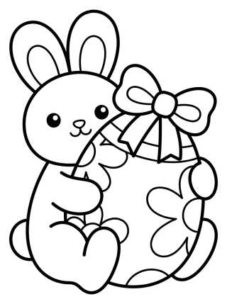 Coelhinho da Páscoa com Ovo Decorado para colorir Desenho de Coelhinho da Páscoa com Ovo Decorado para colorir e imprimir grátis