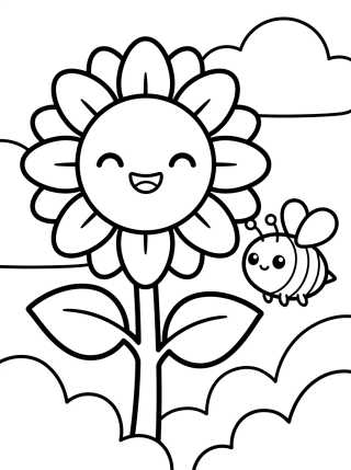 Girassol Sorridente no Jardim para colorir Desenho de Girassol Sorridente no Jardim para colorir e imprimir grátis