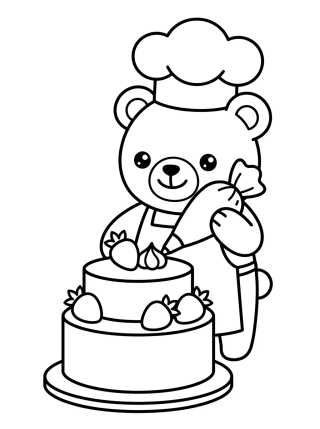 Bobbie Confeiteiro Fazendo Bolo para colorir Desenho de Bobbie Confeiteiro Fazendo Bolo para colorir e imprimir grátis