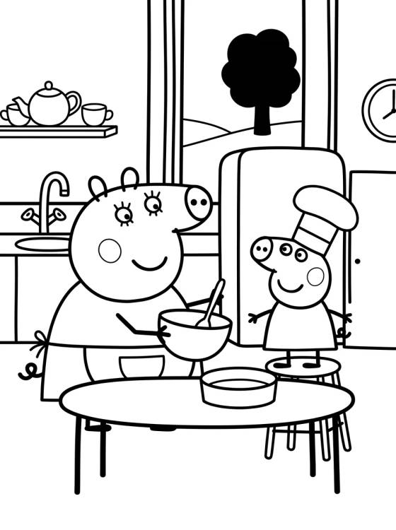 Cozinha da Casa da Peppa para colorir Desenho de Cozinha da Casa da Peppa para colorir e imprimir grátis