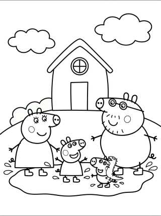 Jardim da Casa da Peppa com Poças de Lama para colorir Desenho de Jardim da Casa da Peppa com Poças de Lama para colorir e imprimir grátis