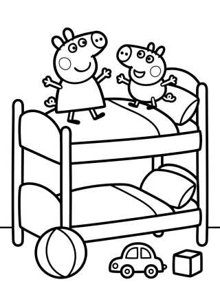Quarto da Peppa e do George para colorir Desenho de Quarto da Peppa e do George para colorir e imprimir grátis