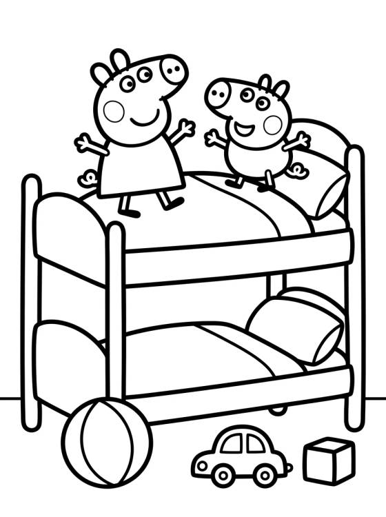 Quarto da Peppa e do George para colorir Desenho de Quarto da Peppa e do George para colorir e imprimir grátis