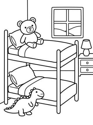 Quarto da Peppa e do George para colorir Desenho de Quarto da Peppa e do George para colorir e imprimir grátis