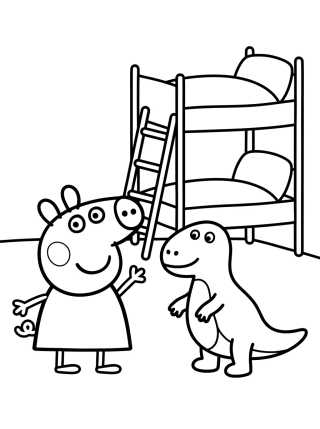 Quarto da Peppa e George para colorir Desenho de Quarto da Peppa e George para colorir e imprimir grátis