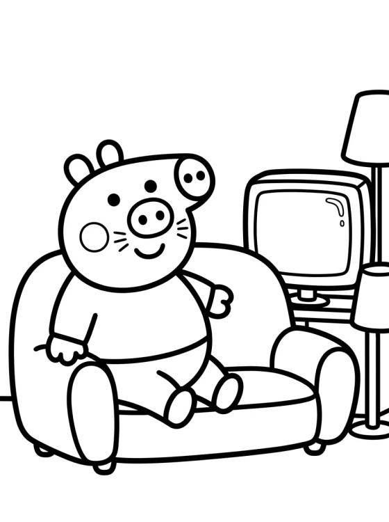 Sala de Estar da Casa da Peppa para colorir Desenho de Sala de Estar da Casa da Peppa para colorir e imprimir grátis