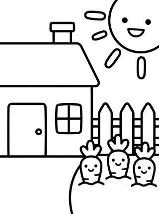 Casinha de Campo com Cerca e Horta para colorir Desenho de Casinha de Campo com Cerca e Horta para colorir e imprimir grátis
