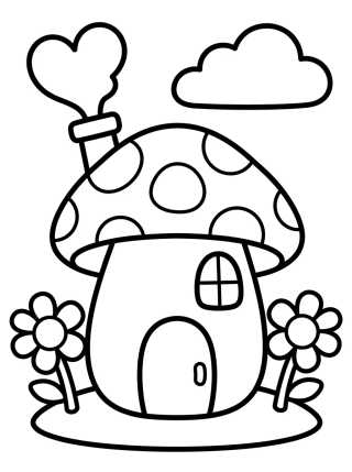 Casinha de Cogumelo Aconchegante para colorir Desenho de Casinha de Cogumelo Aconchegante para colorir e imprimir grátis