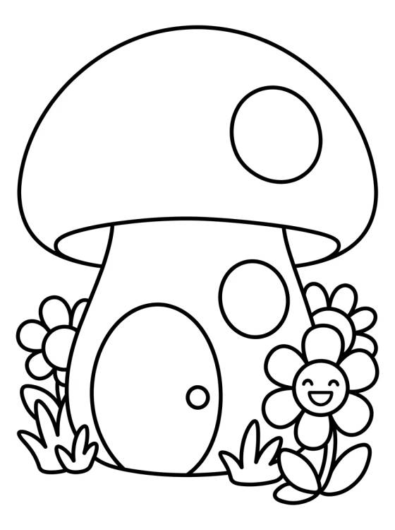 Casinha de Cogumelo no Jardim para colorir Desenho de Casinha de Cogumelo no Jardim para colorir e imprimir grátis