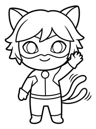 Cat Noir Acenando Fofo para colorir Desenho de Cat Noir Acenando Fofo para colorir e imprimir grátis