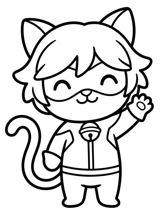 Cat Noir Chibi Sorrindo para colorir Desenho de Cat Noir Chibi Sorrindo para colorir e imprimir grátis
