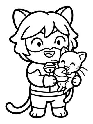 Cat Noir com o Plagg para colorir Desenho de Cat Noir com o Plagg para colorir e imprimir grátis