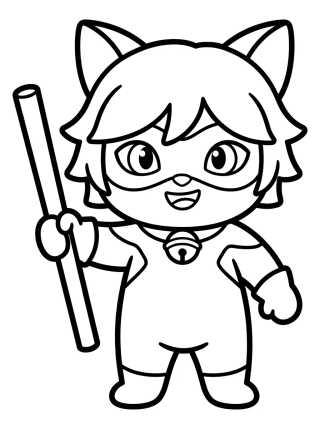 Cat Noir com seu Bastão para colorir Desenho de Cat Noir com seu Bastão para colorir e imprimir grátis