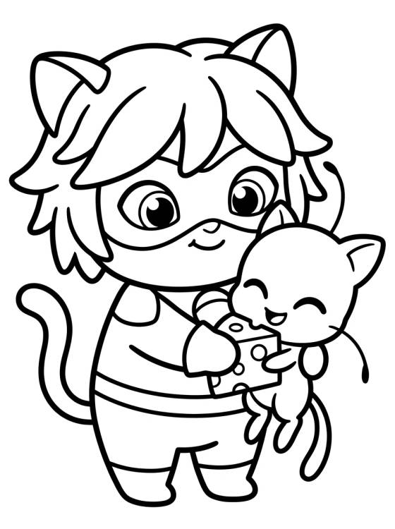 Cat Noir e Plagg Fofinhos para colorir Desenho de Cat Noir e Plagg Fofinhos para colorir e imprimir grátis