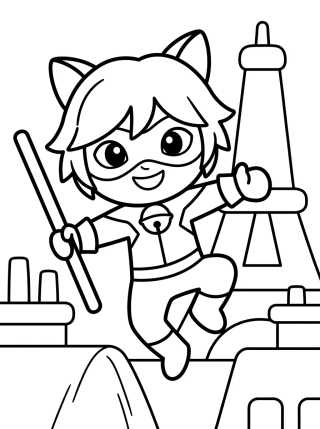 Cat Noir em Ação Heroica para colorir Desenho de Cat Noir em Ação Heroica para colorir e imprimir grátis