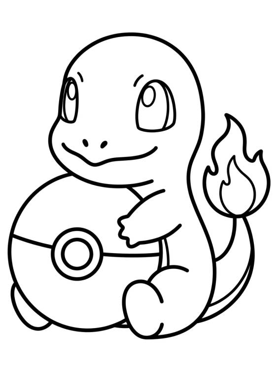 Charmander Abraçado com Pokebola para colorir Desenho de Charmander Abraçado com Pokebola para colorir e imprimir grátis