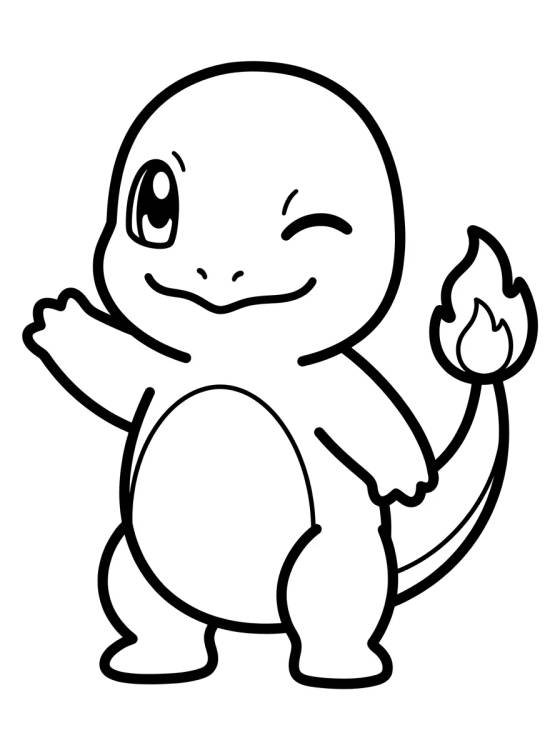 Charmander Acenando Alegremente para colorir Desenho de Charmander Acenando Alegremente para colorir e imprimir grátis