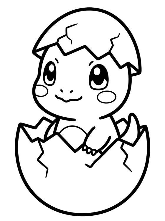 Charmander Bebê com Ovinho para colorir Desenho de Charmander Bebê com Ovinho para colorir e imprimir grátis
