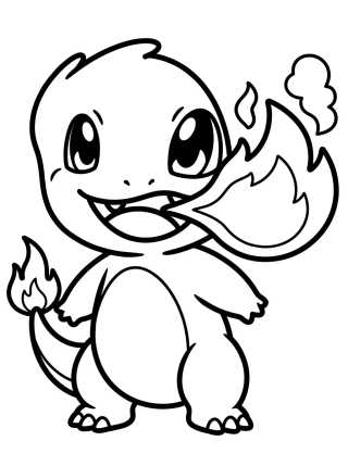 Charmander Bebê Soltando Fogo para colorir Desenho de Charmander Bebê Soltando Fogo para colorir e imprimir grátis