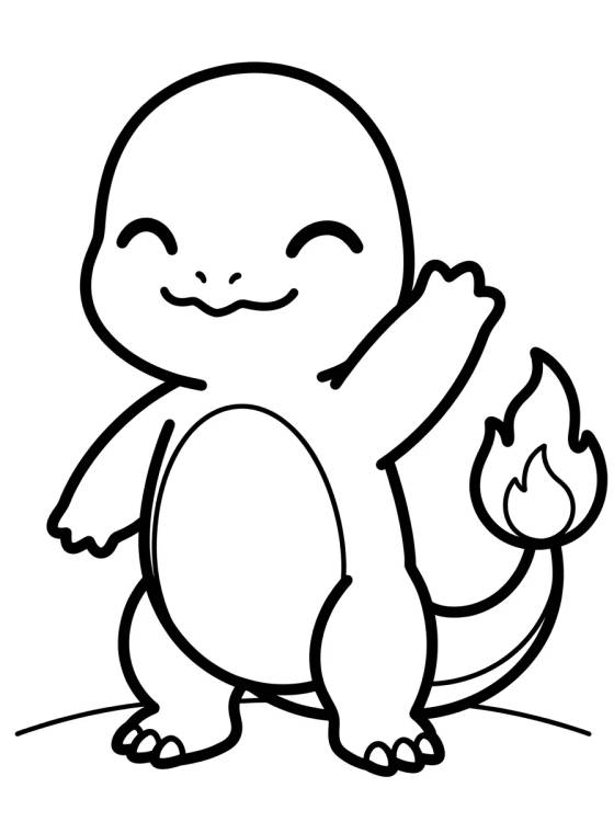 Charmander Feliz Acenando para colorir Desenho de Charmander Feliz Acenando para colorir e imprimir grátis