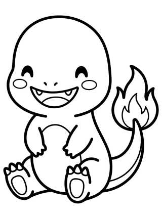 Charmander Fofo Sorrindo para colorir Desenho de Charmander Fofo Sorrindo para colorir e imprimir grátis