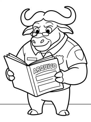 Chefe Bogo de Óculos Lendo Arquivo para colorir Desenho de Chefe Bogo de Óculos Lendo Arquivo para colorir e imprimir grátis
