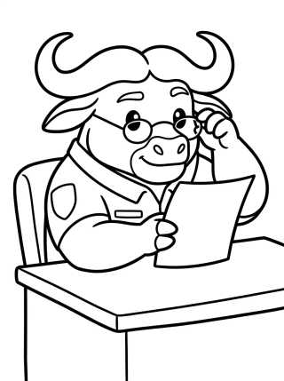 Chefe Bogo de Óculos Lendo para colorir Desenho de Chefe Bogo de Óculos Lendo para colorir e imprimir grátis
