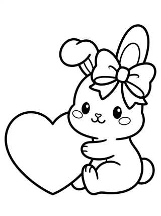 Coelhinho Bebê com Laço para colorir Desenho de Coelhinho Bebê com Laço para colorir e imprimir grátis