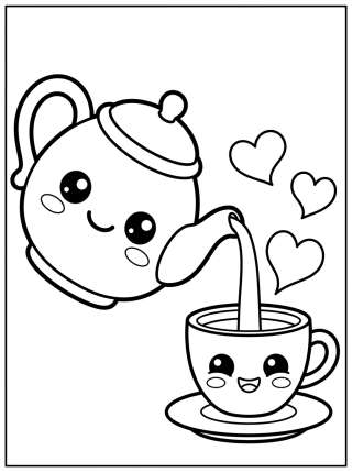 Coleção de desenhos para colorir: Cozinha Fofa Kawaii