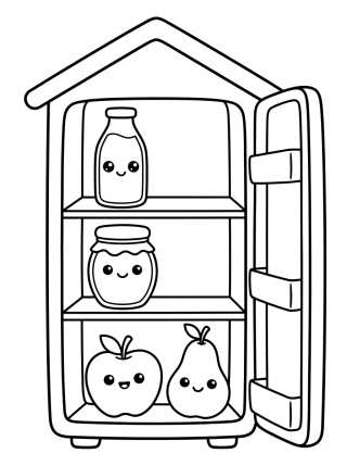 Geladeira Doce Cheia de Rostinhos para colorir Desenho de Geladeira Doce Cheia de Rostinhos para colorir e imprimir grátis