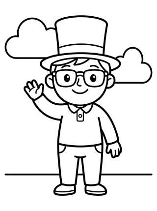 Dan Acenando Alegremente para colorir Desenho de Dan Acenando Alegremente para colorir e imprimir grátis