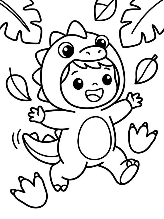 Dan Brincando de Dinossauro para colorir Desenho de Dan Brincando de Dinossauro para colorir e imprimir grátis