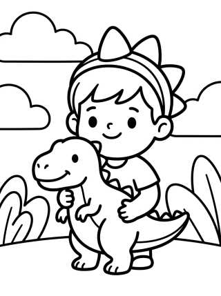 Dan Brincando de Dinossauro para colorir Desenho de Dan Brincando de Dinossauro para colorir e imprimir grátis