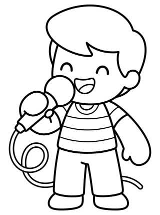 Dan Cantando com Microfone para colorir Desenho de Dan Cantando com Microfone para colorir e imprimir grátis
