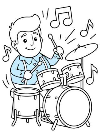 Dan Tocando Bateria para colorir Desenho de Dan Tocando Bateria para colorir e imprimir grátis