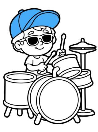 Dan Tocando Bateria do Mundo Bita para colorir Desenho de Dan Tocando Bateria do Mundo Bita para colorir e imprimir grátis