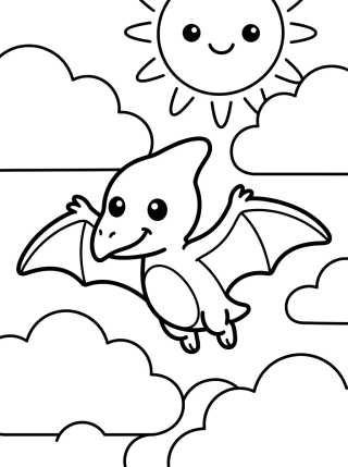 Bebê Pterodáctilo Voando para colorir Desenho de Bebê Pterodáctilo Voando para colorir e imprimir grátis