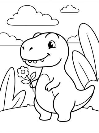Coleção de desenhos para colorir: Dinossauros Fofos para Colorir
